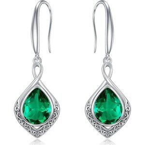 03-May Birthstone Celtic Knot Filigree 925 Silver Infinity Earrings